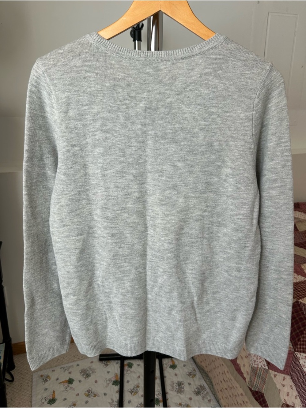 Talbots Knit Ruffle Sweater Wool Gray Medium - Picture 2 of 8